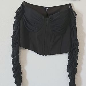 Strapless corset top with bubble sleeves